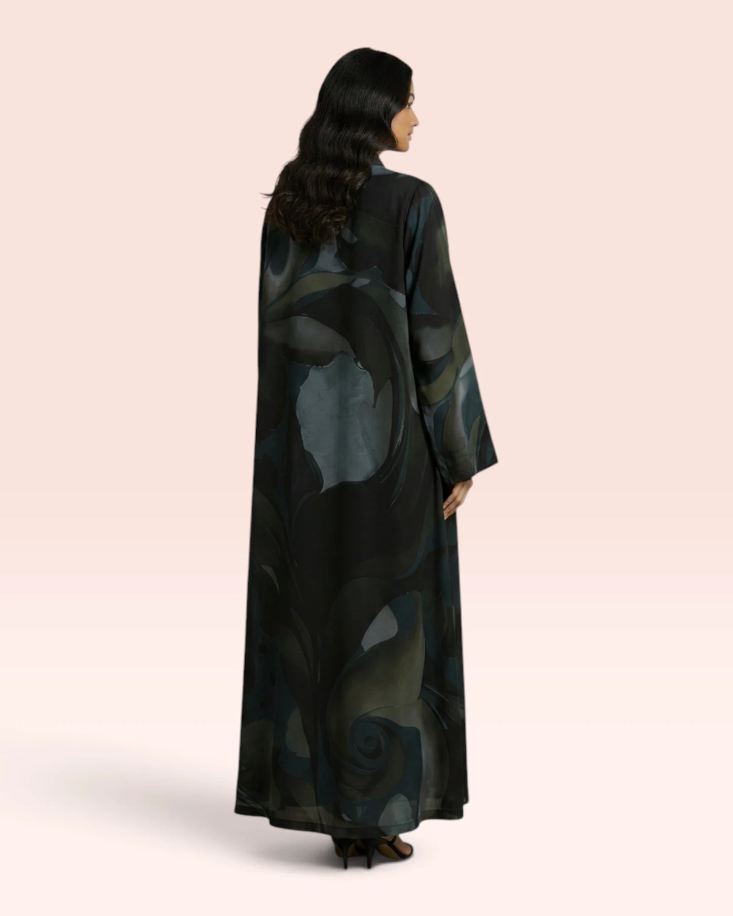 Marble Abstract Abaya in Wool Chiffon