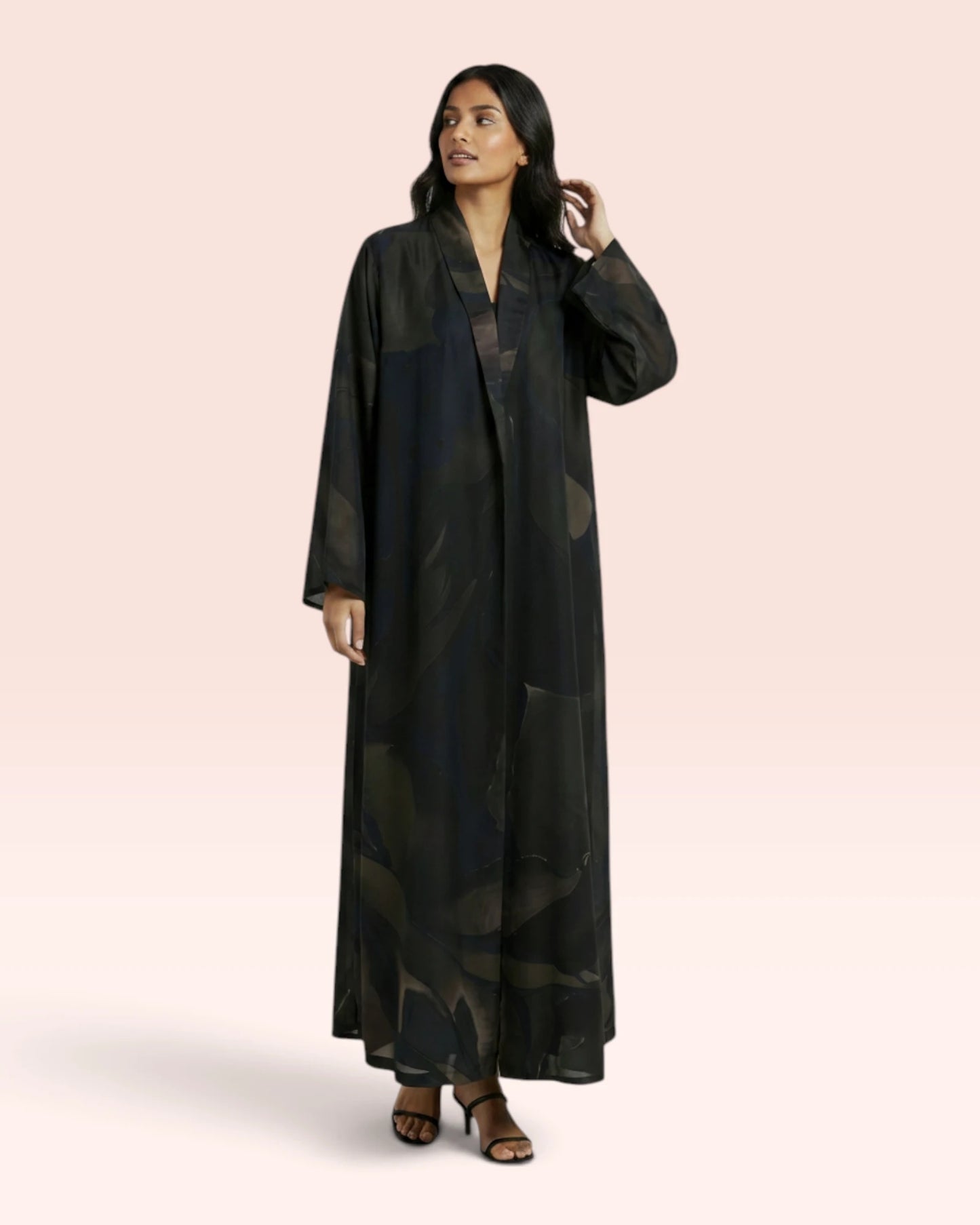 Marble Abstract Abaya in Wool Chiffon