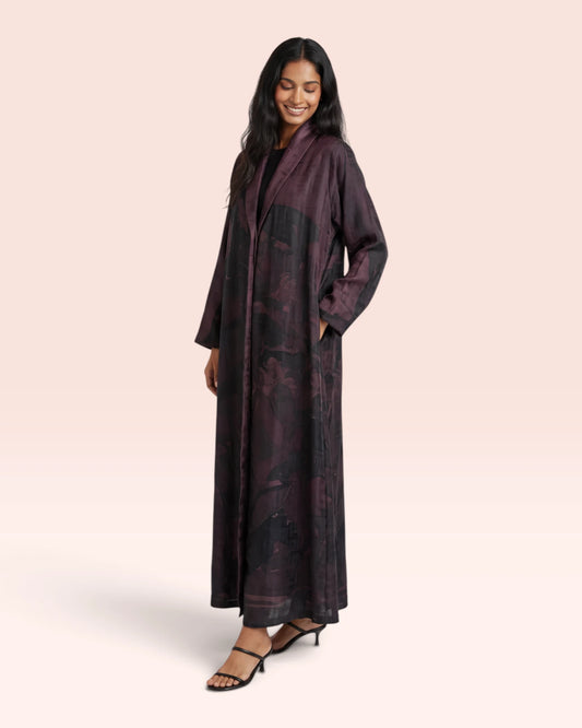 Midnight Garden Abaya in Nida Jacquard